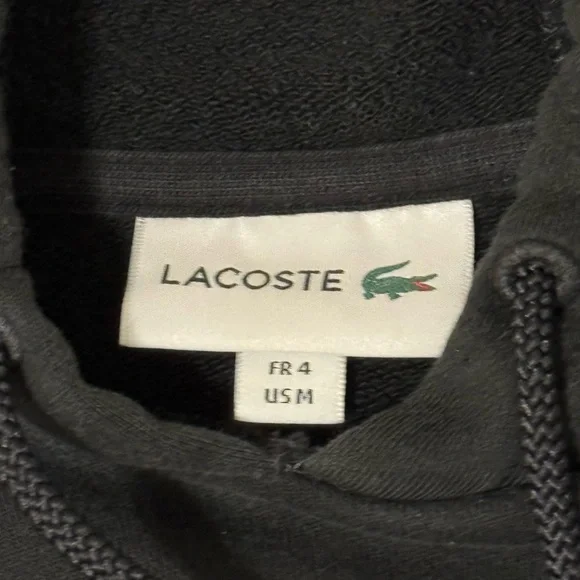 Men’s Lacoste Medium Black Hoodie with Crocodile and Logo - Picture 4 of 6
